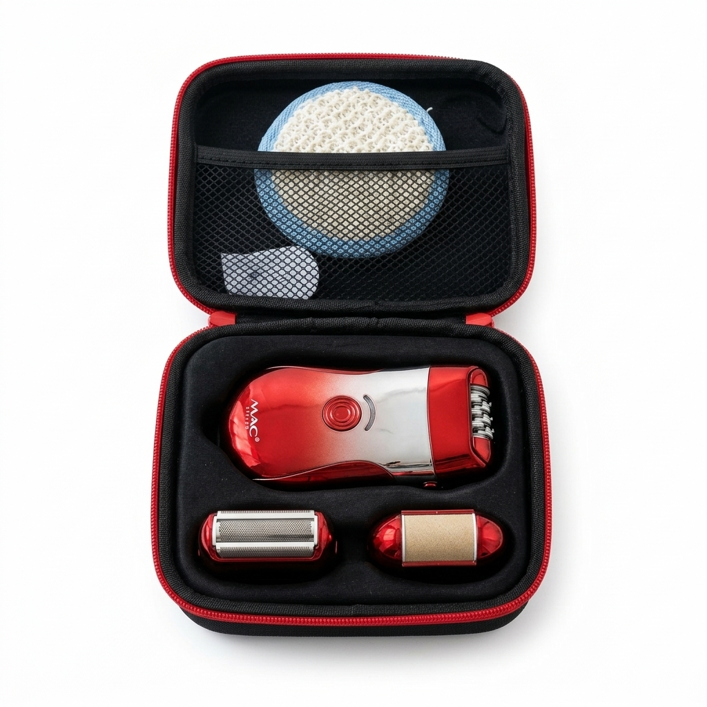جهاز MAC Styler 3 في 1 داخل حقيبة السفر مع رؤوسه