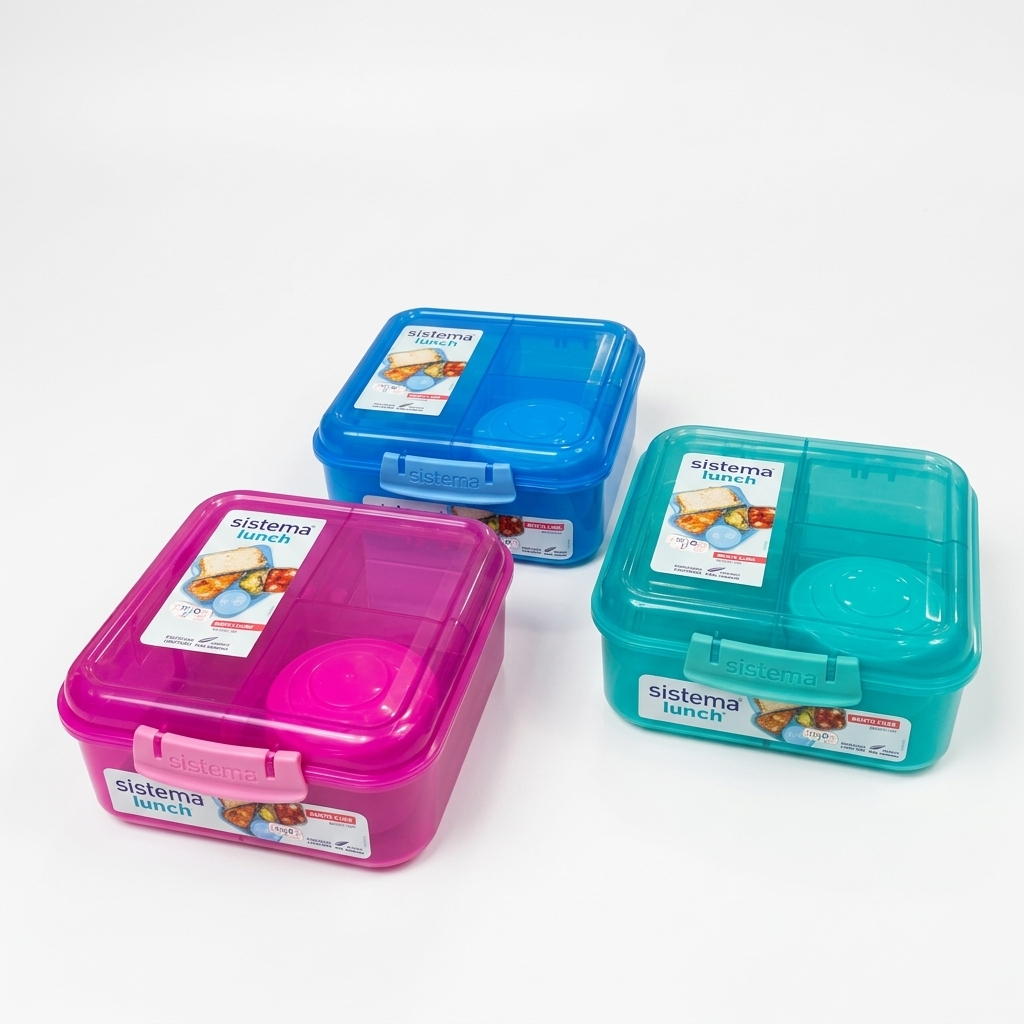 علب غداء Sistema Bento Cube 1.25 لتر بالأحمر والأزرق والأخضر